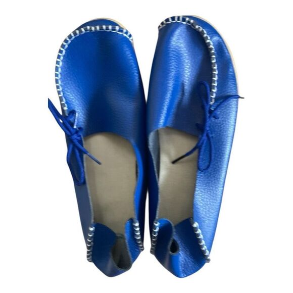 Blue Slip On Moccasin Style Shoes Size 9 - Picture 1 of 6